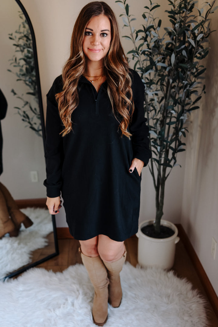 Jersey Lounge Sweatshirt Dress - Black