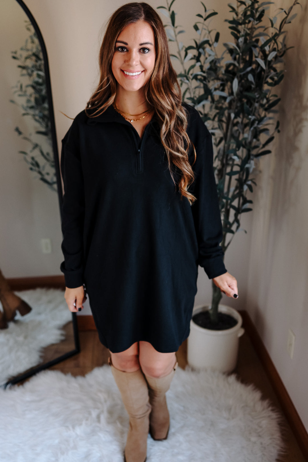 Jersey Lounge Sweatshirt Dress - Black