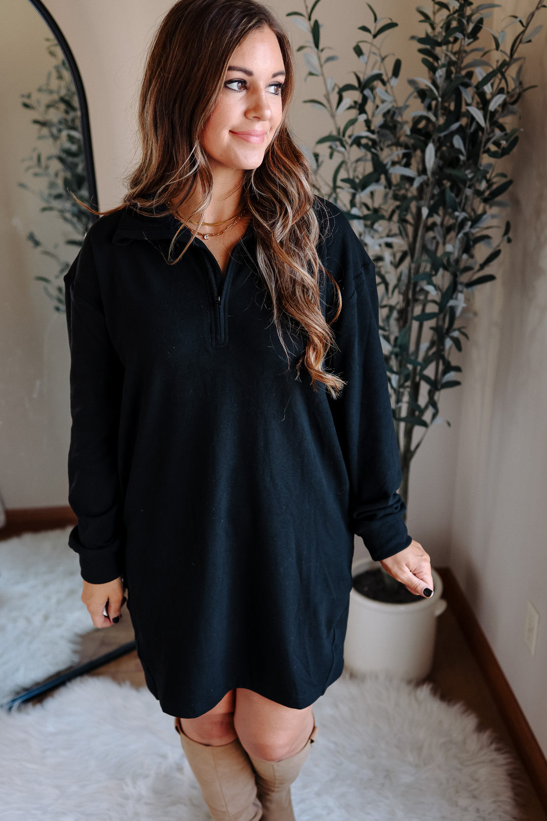 Jersey Lounge Sweatshirt Dress - Black