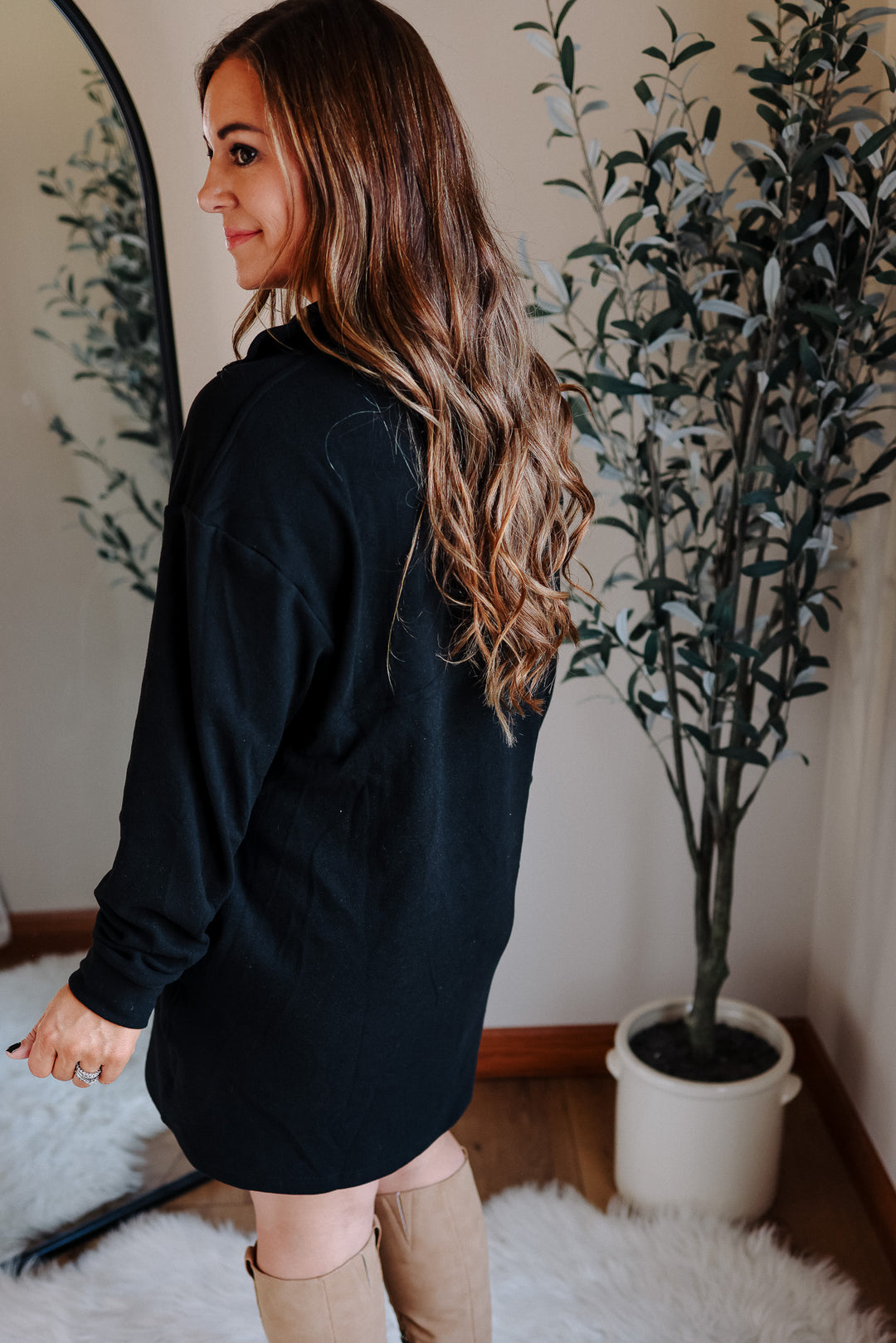 Jersey Lounge Sweatshirt Dress - Black
