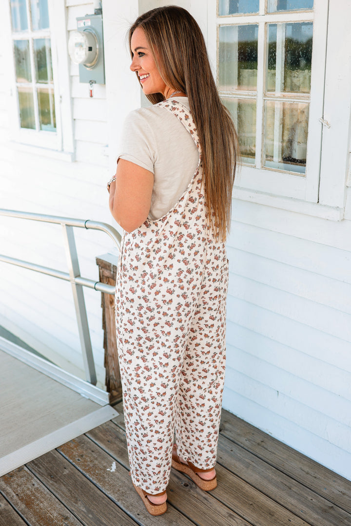 Cove Floral Barrel Overalls