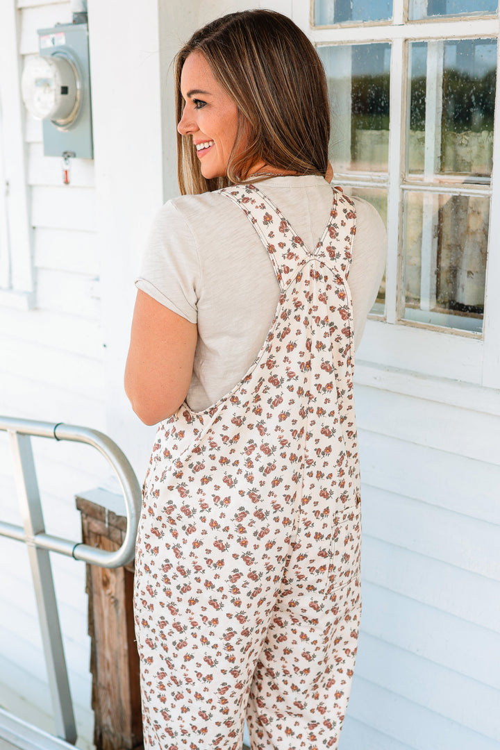Cove Floral Barrel Overalls