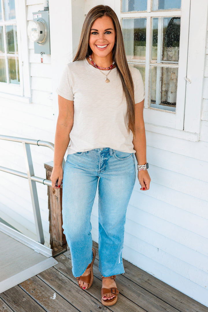 Quinn Cotton Slub Tee - Stone