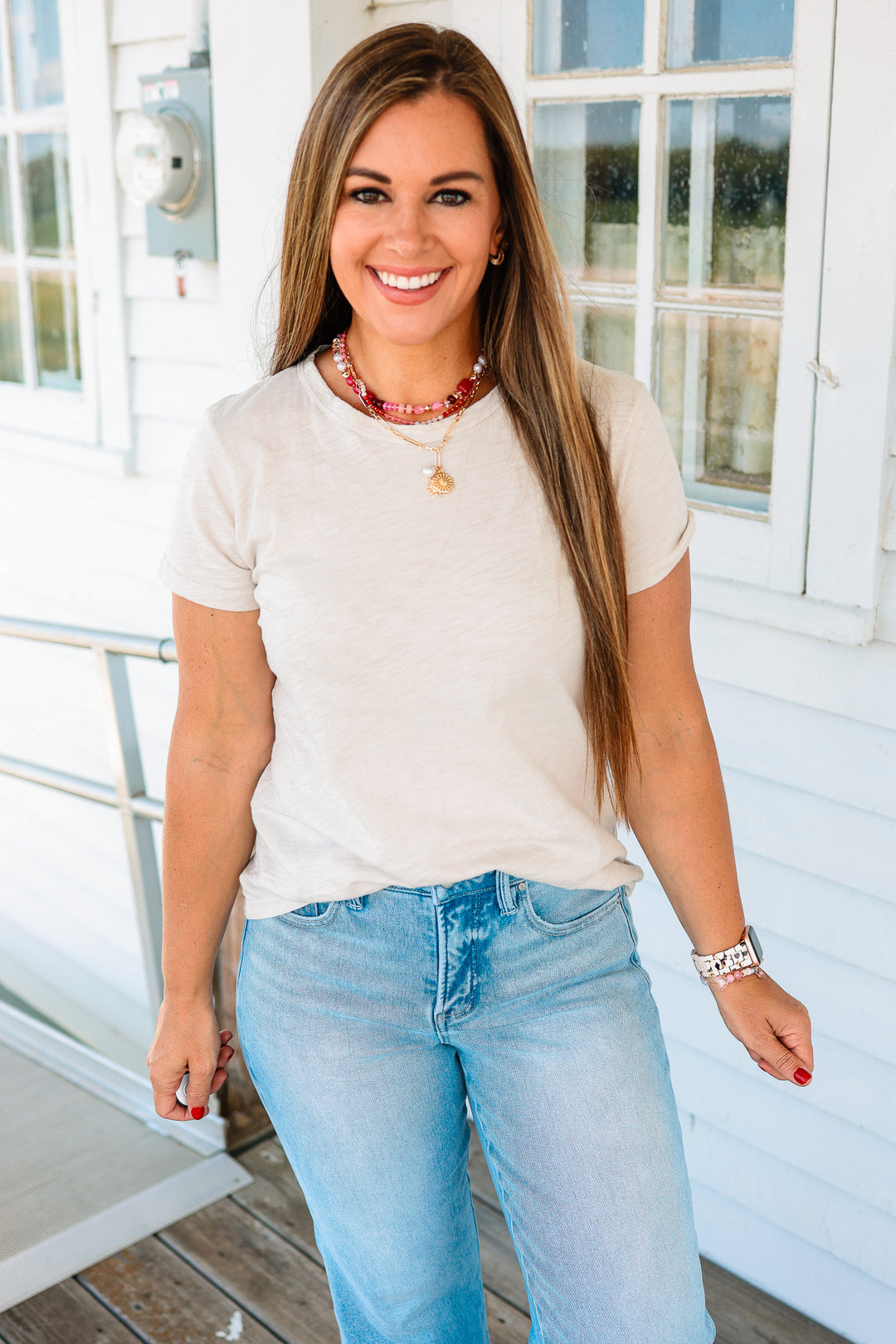 Quinn Cotton Slub Tee - Stone
