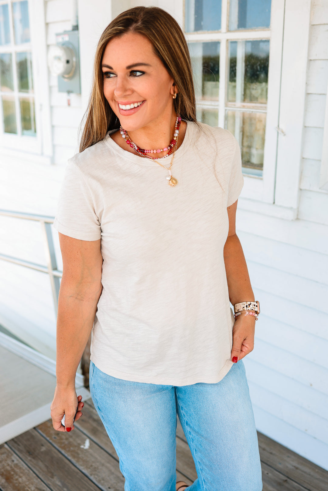 Quinn Cotton Slub Tee - Stone