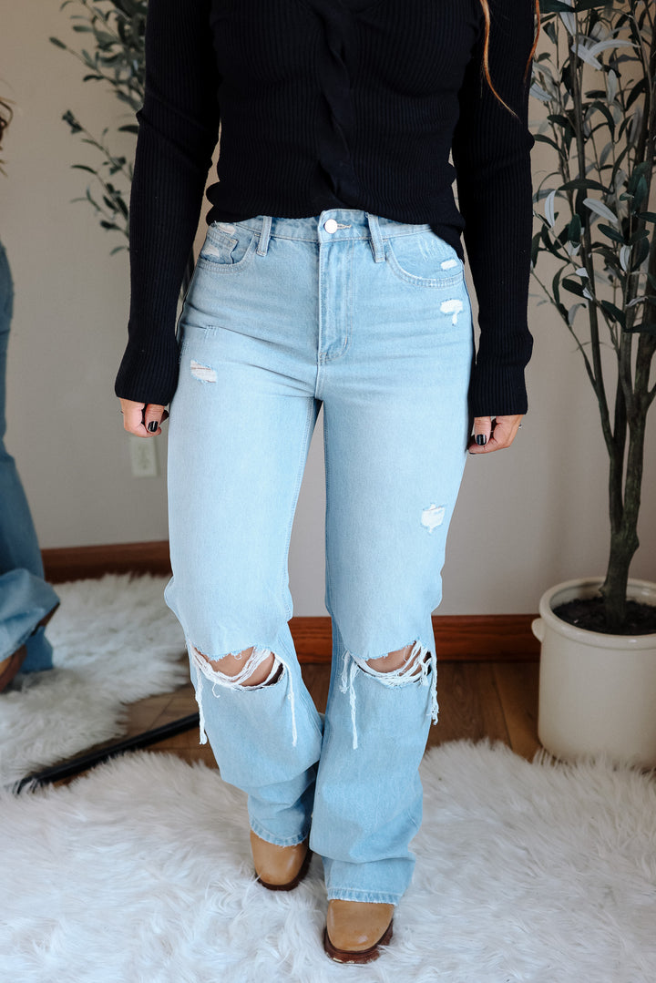 VERVET: SUNNY 90'S VINTAGE HIGH RISE FLARE JEANS