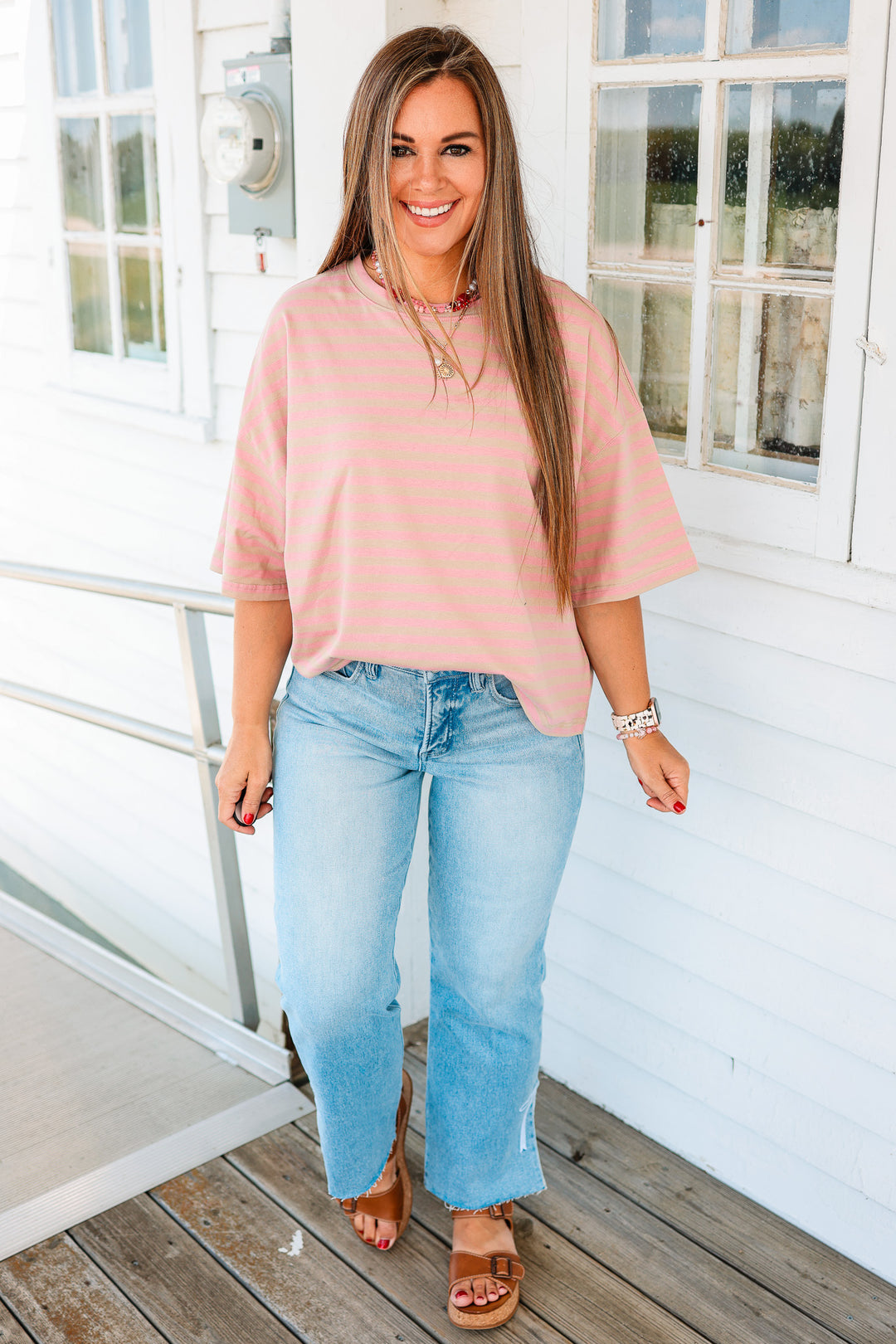 Jack Stripe Boyfriend Tee - Oat