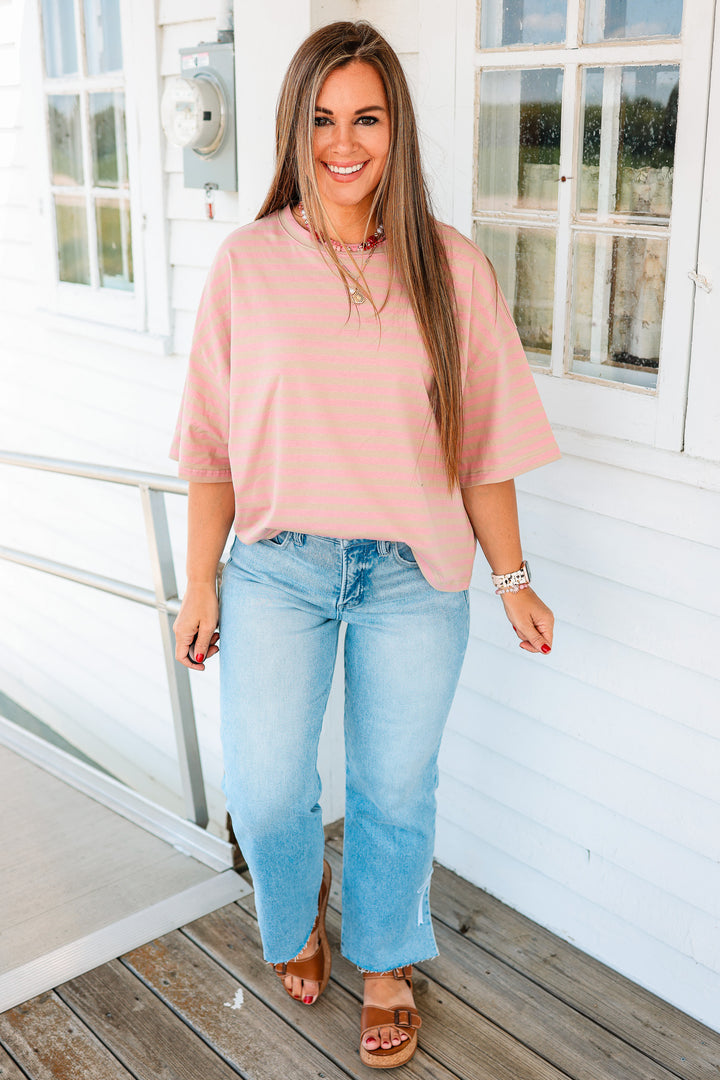 Jack Stripe Boyfriend Tee - Oat
