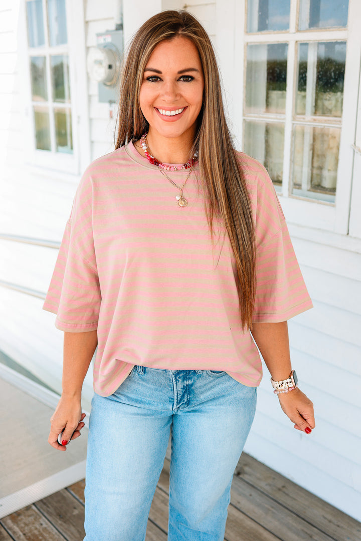 Jack Stripe Boyfriend Tee - Oat