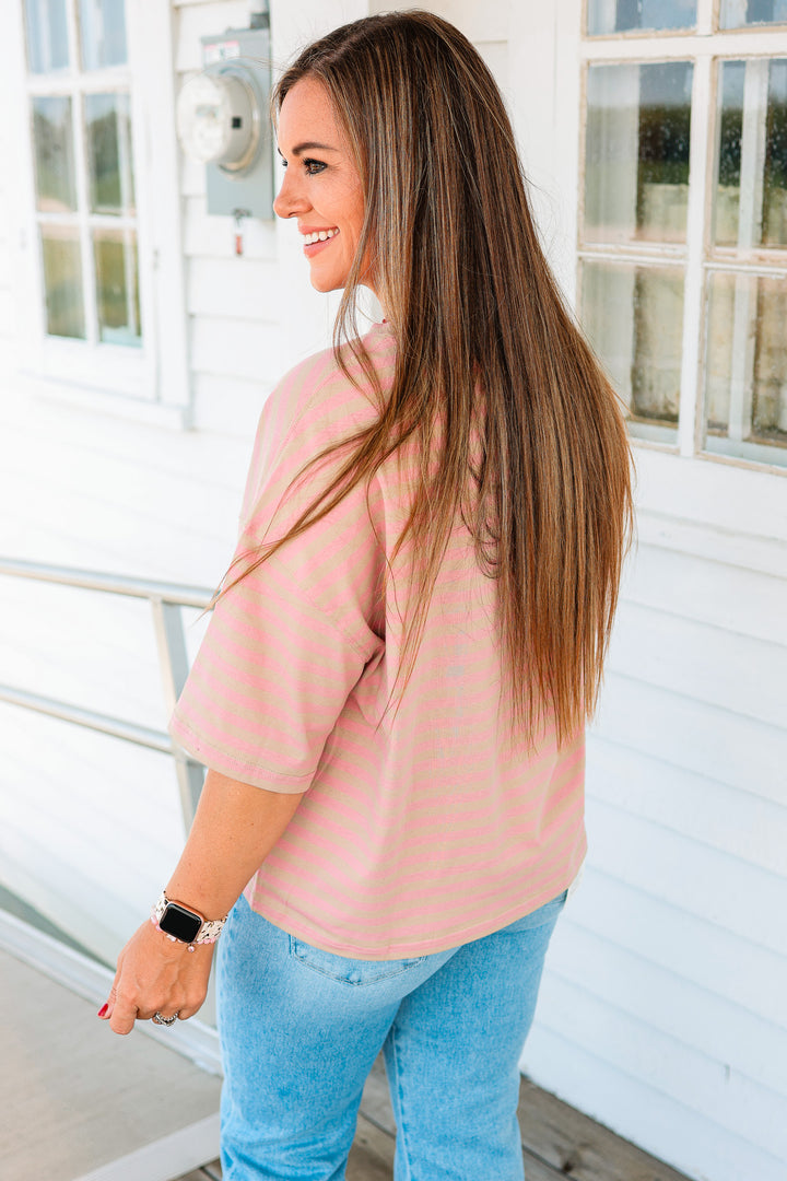 Jack Stripe Boyfriend Tee - Oat