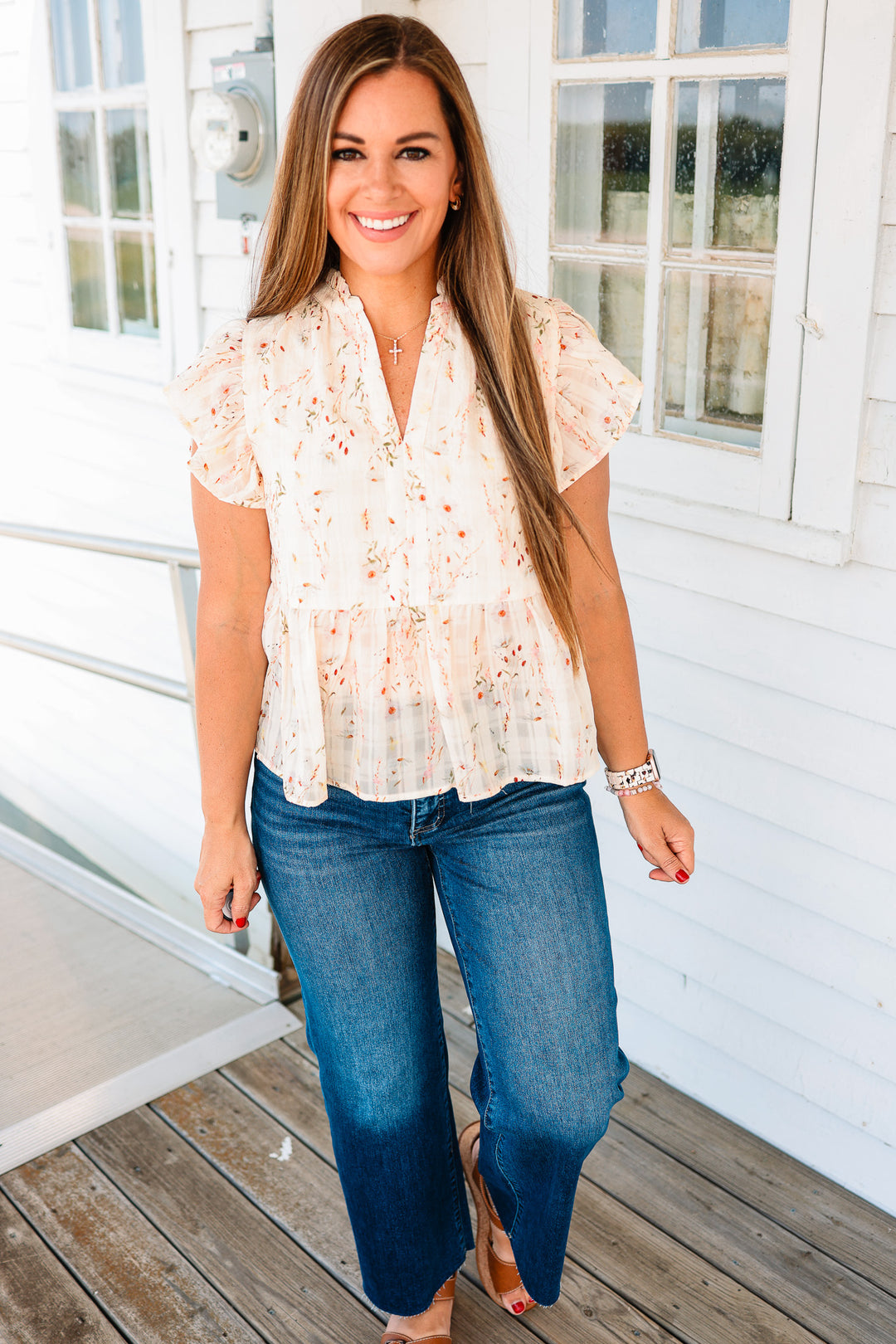 Morgan Ruffle Sleeve Peplum Top