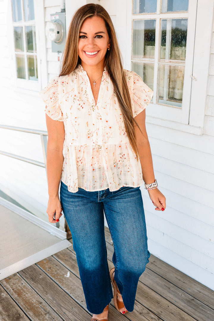 Morgan Ruffle Sleeve Peplum Top
