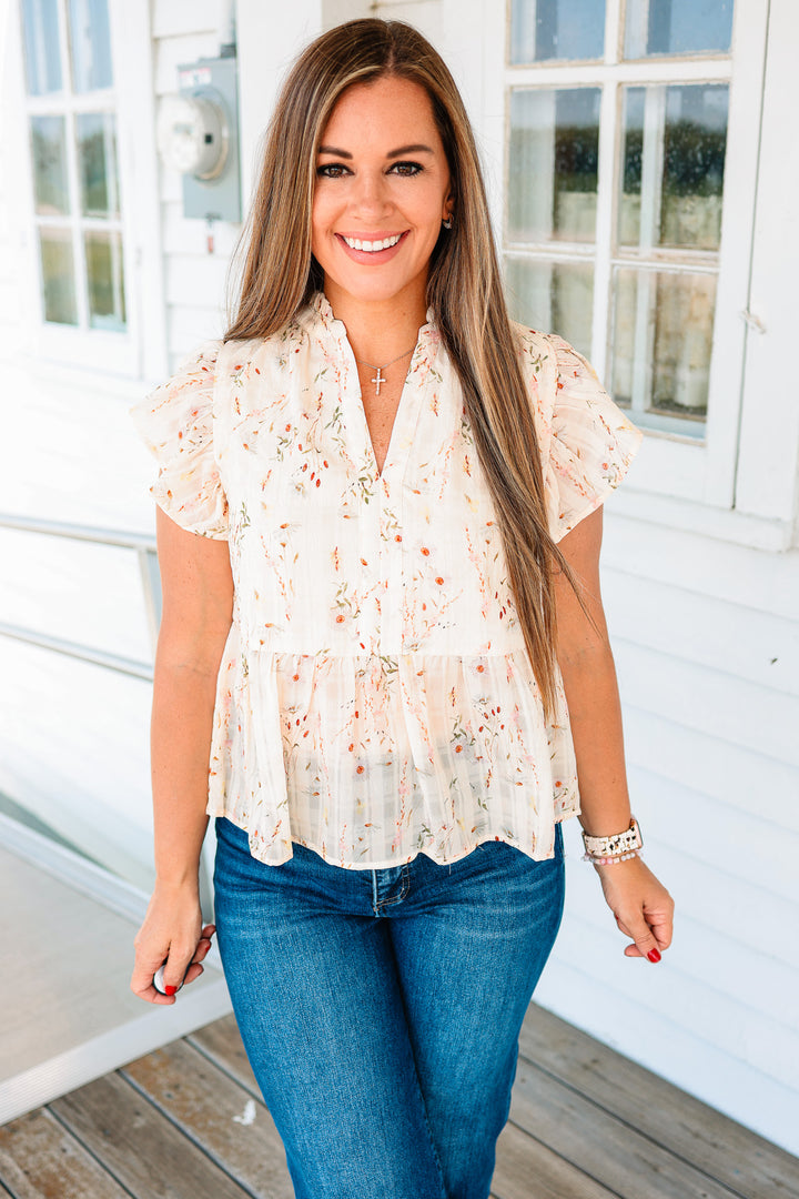 Morgan Ruffle Sleeve Peplum Top
