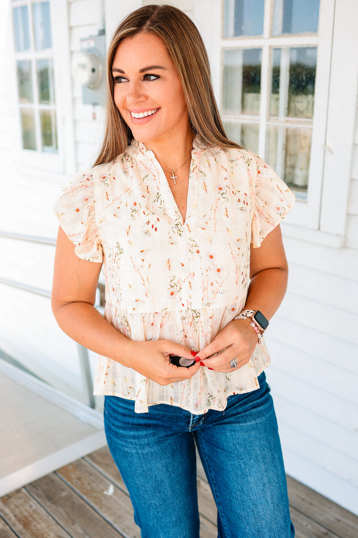 Morgan Ruffle Sleeve Peplum Top