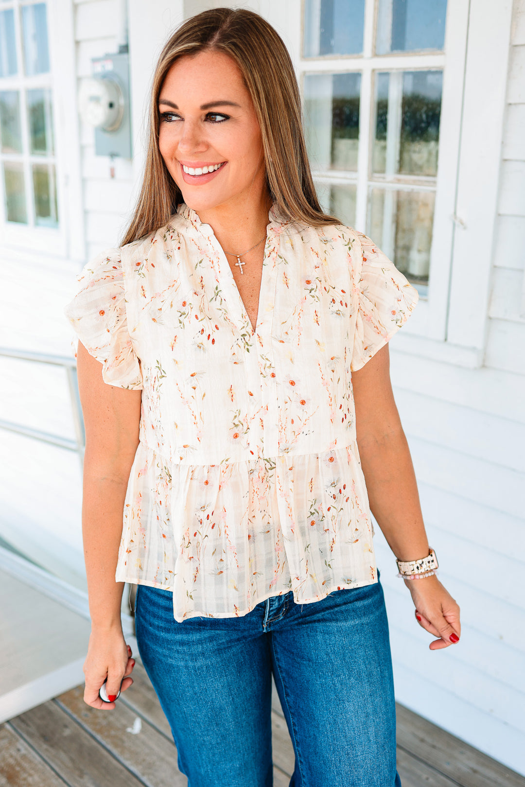 Morgan Ruffle Sleeve Peplum Top