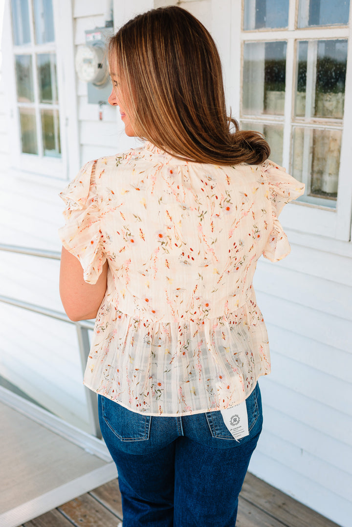 Morgan Ruffle Sleeve Peplum Top