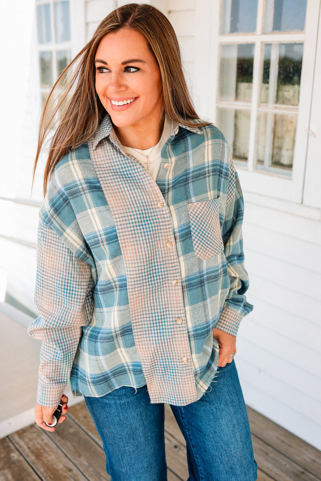 Kambrie  Flannel Shirt - Blue Multi