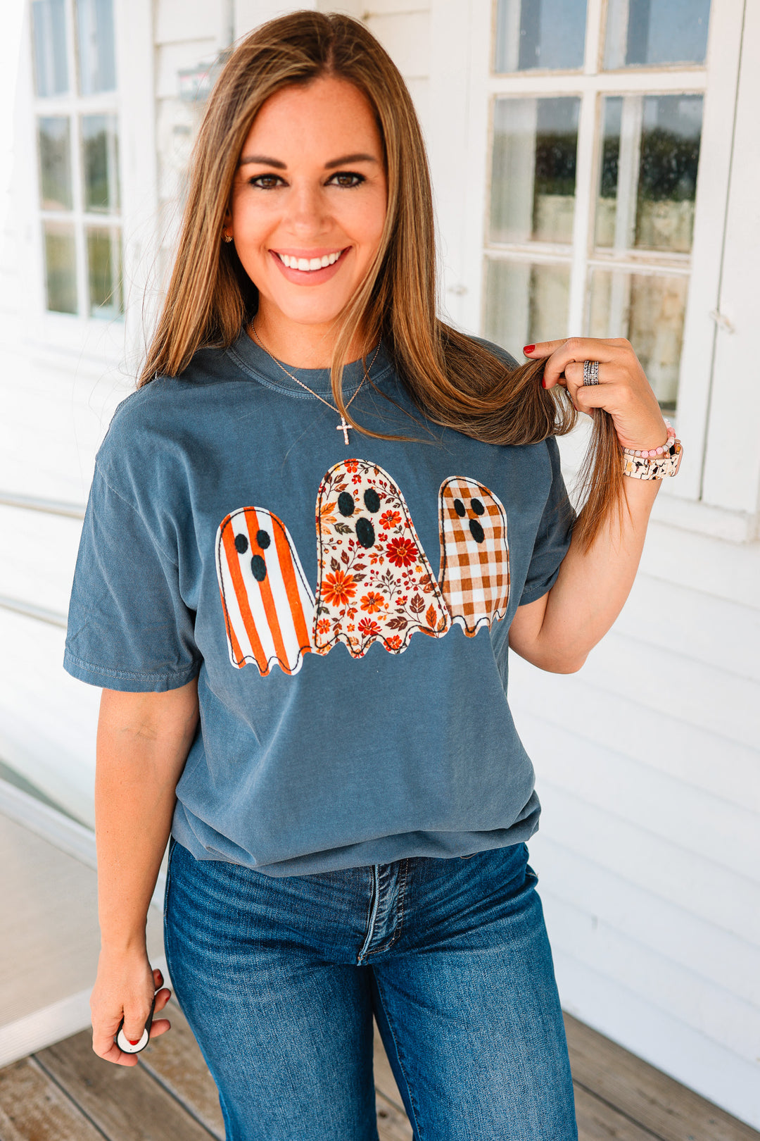Boo Ghost Trio Graphic Tee - Denim