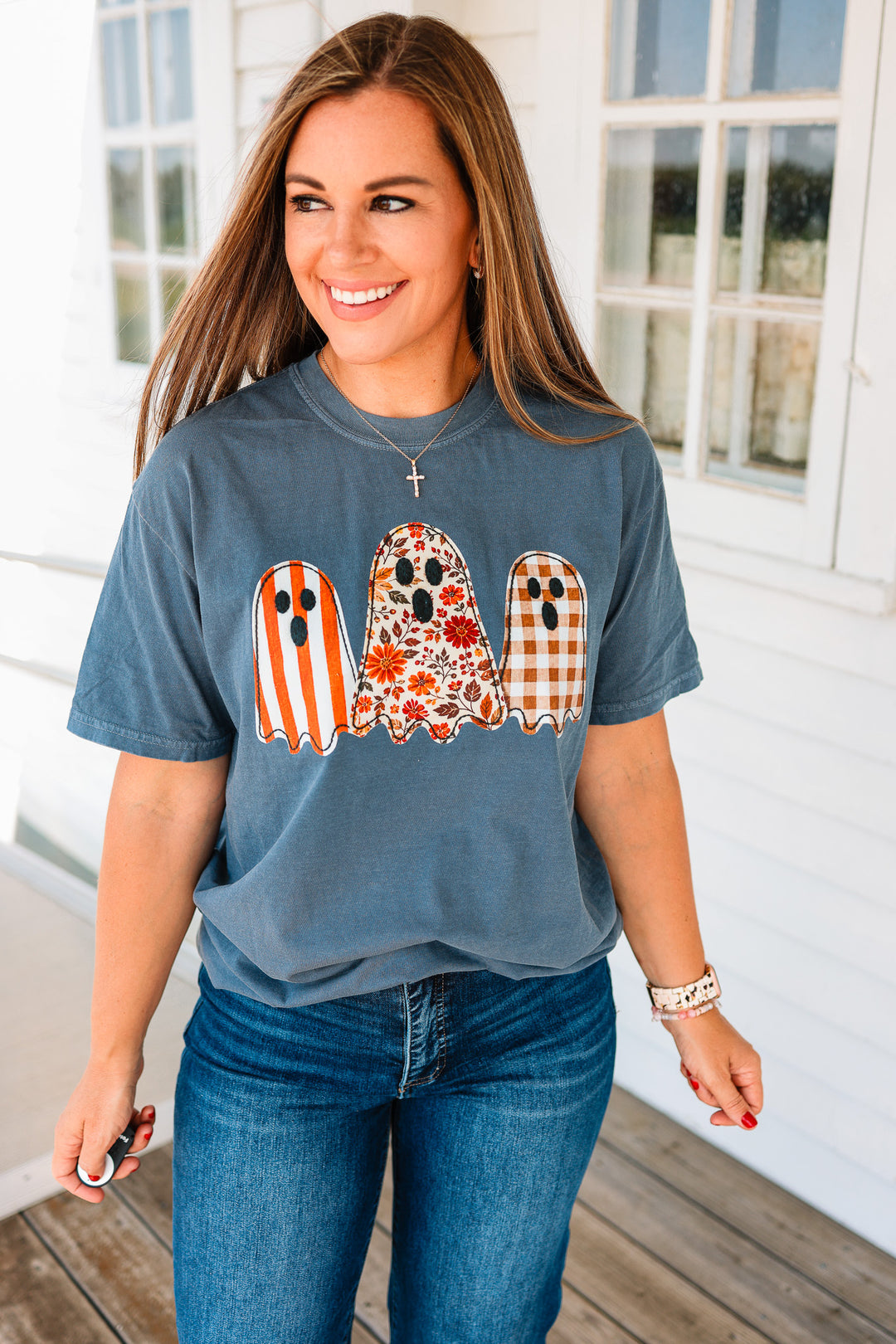 Boo Ghost Trio Graphic Tee - Denim