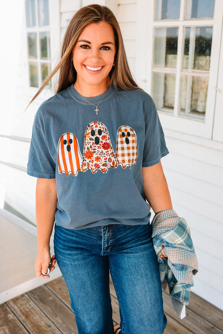 Boo Ghost Trio Graphic Tee - Denim
