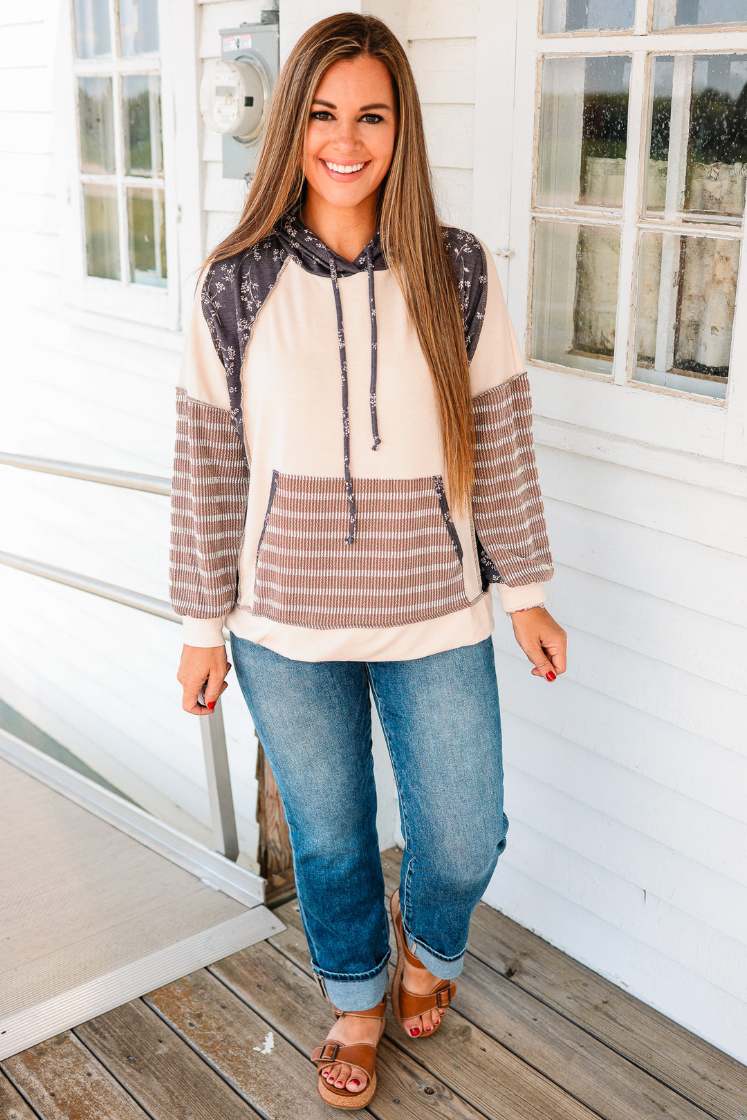 Hayes Floral and Stripes Hoodie