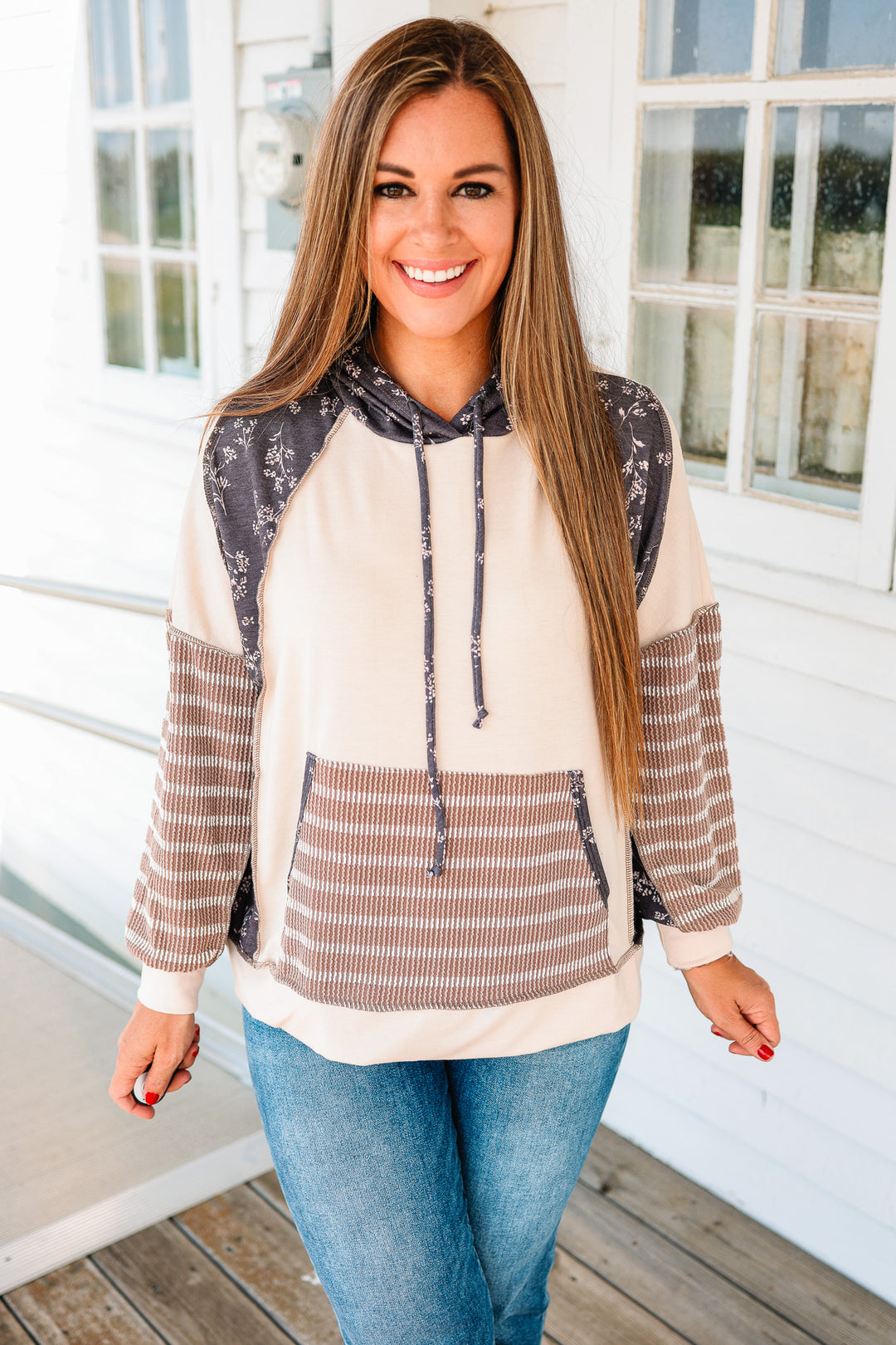 Hayes Floral and Stripes Hoodie
