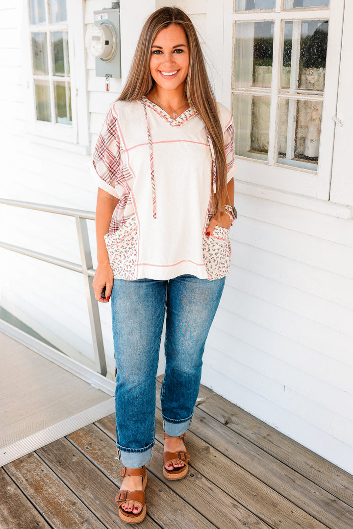 Collins Plaid and Floral Mix Hoodie