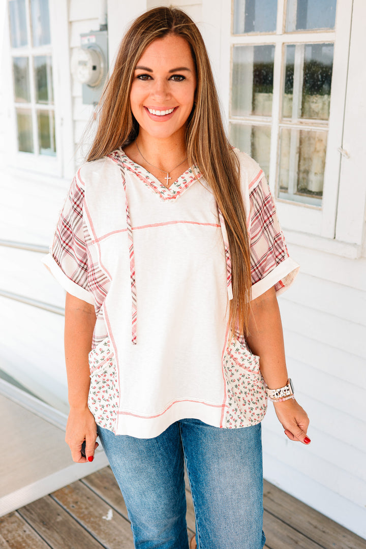 Collins Plaid and Floral Mix Hoodie