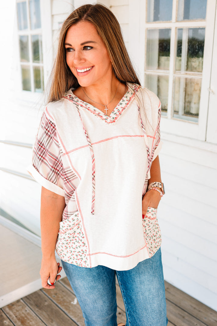 Collins Plaid and Floral Mix Hoodie