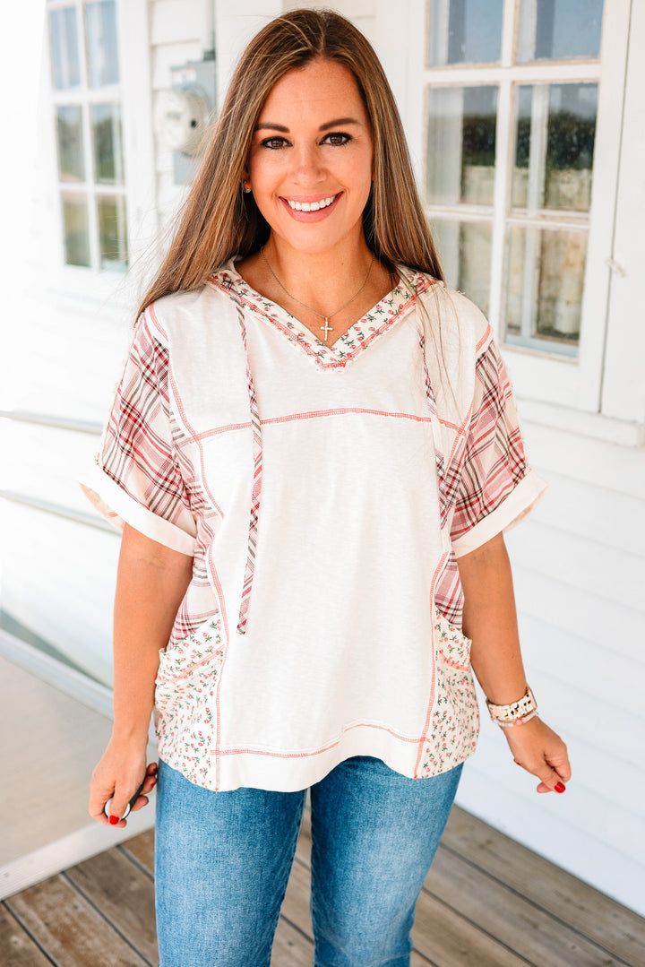Collins Plaid and Floral Mix Hoodie