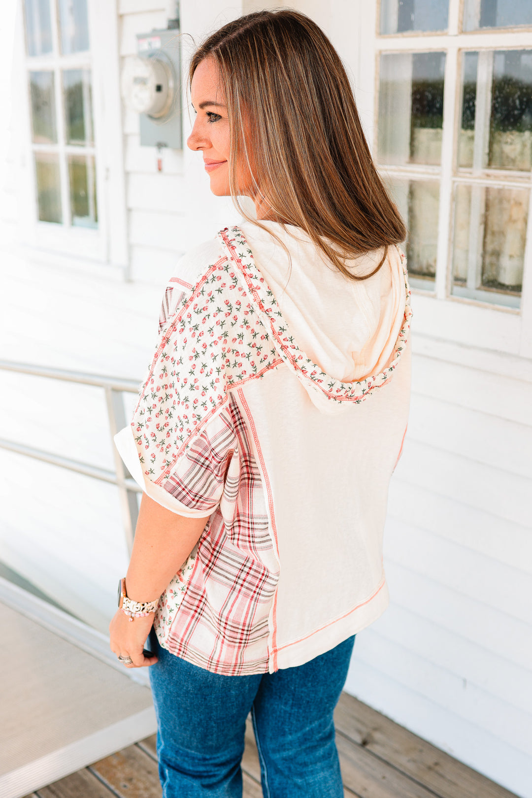 Collins Plaid and Floral Mix Hoodie