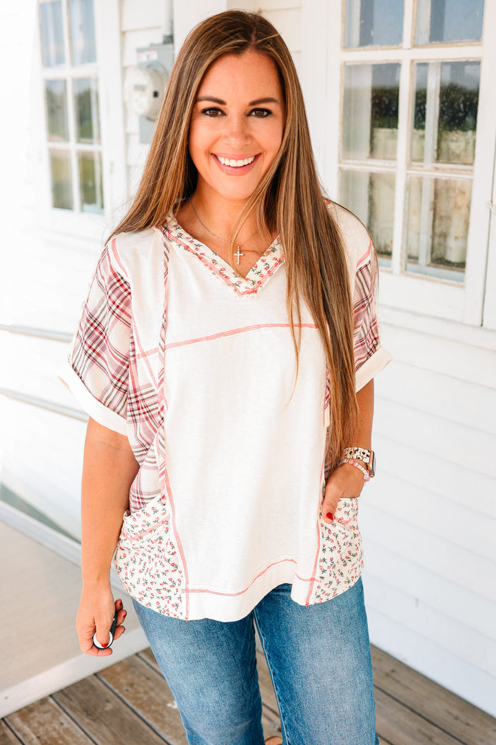 Collins Plaid and Floral Mix Hoodie