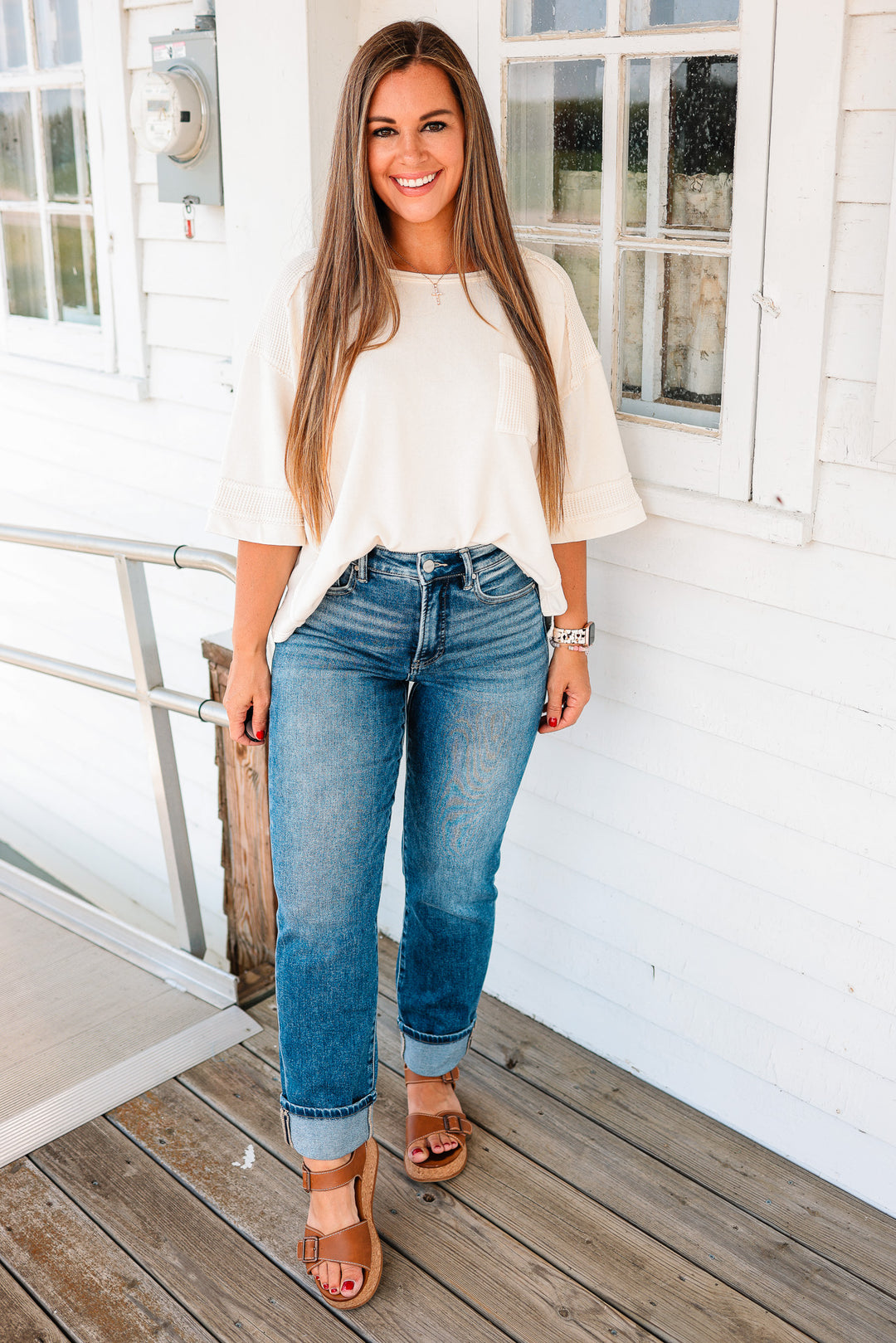 Solana Waffle Mixed Washed Top