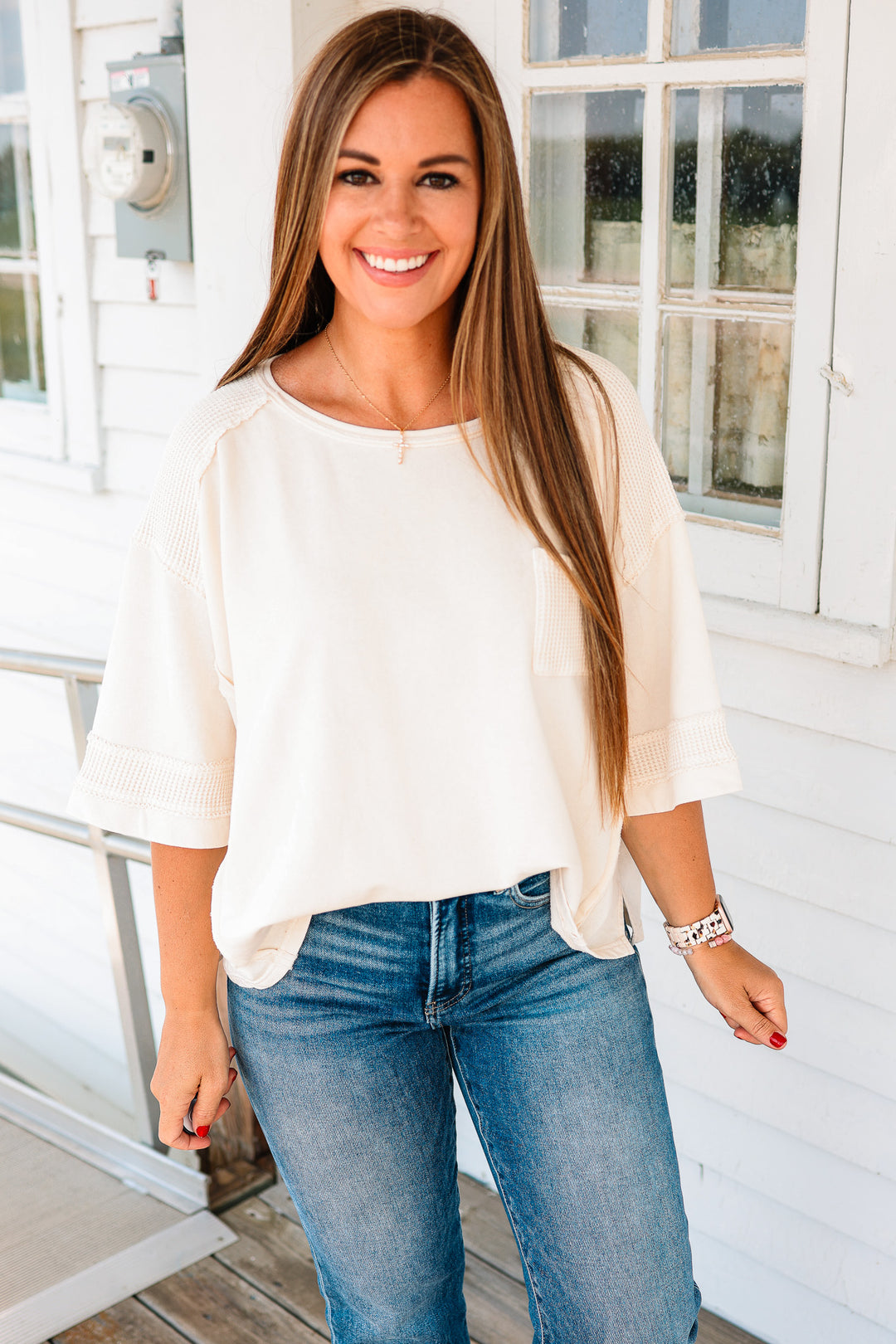 Solana Waffle Mixed Washed Top