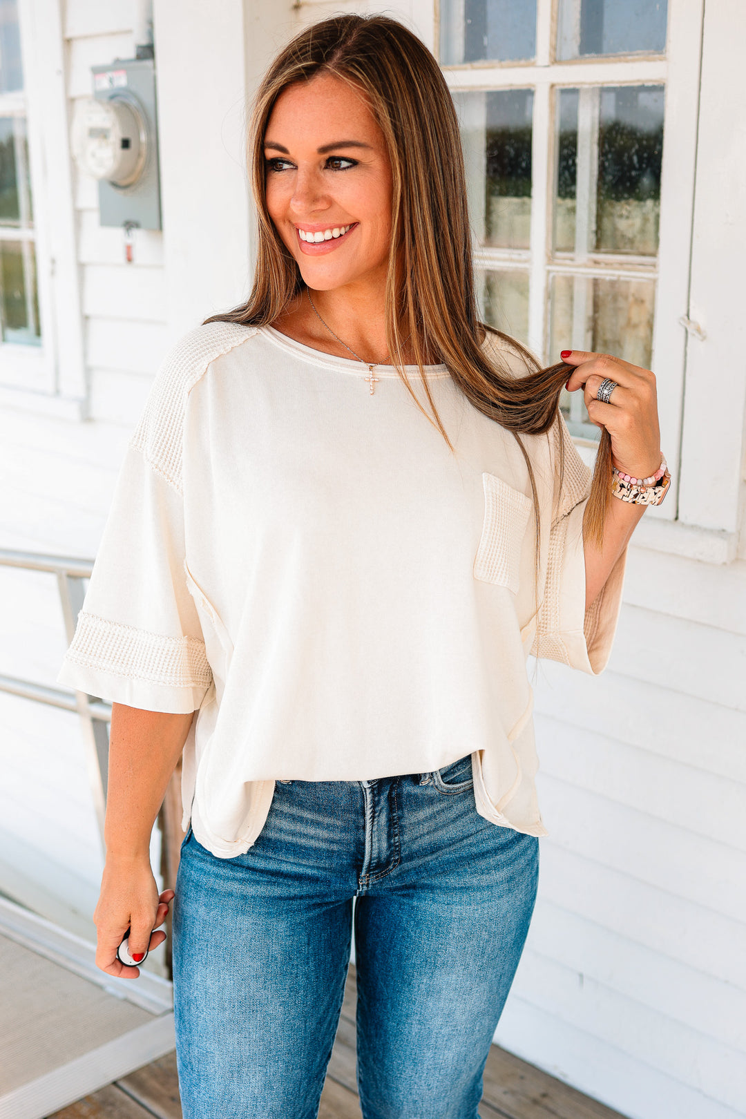 Solana Waffle Mixed Washed Top
