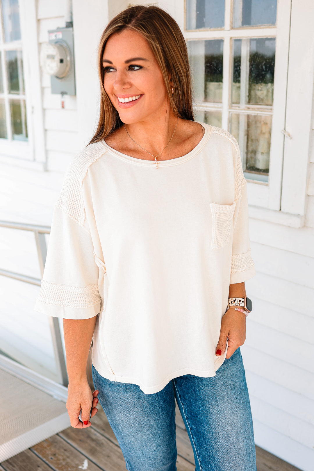 Solana Waffle Mixed Washed Top