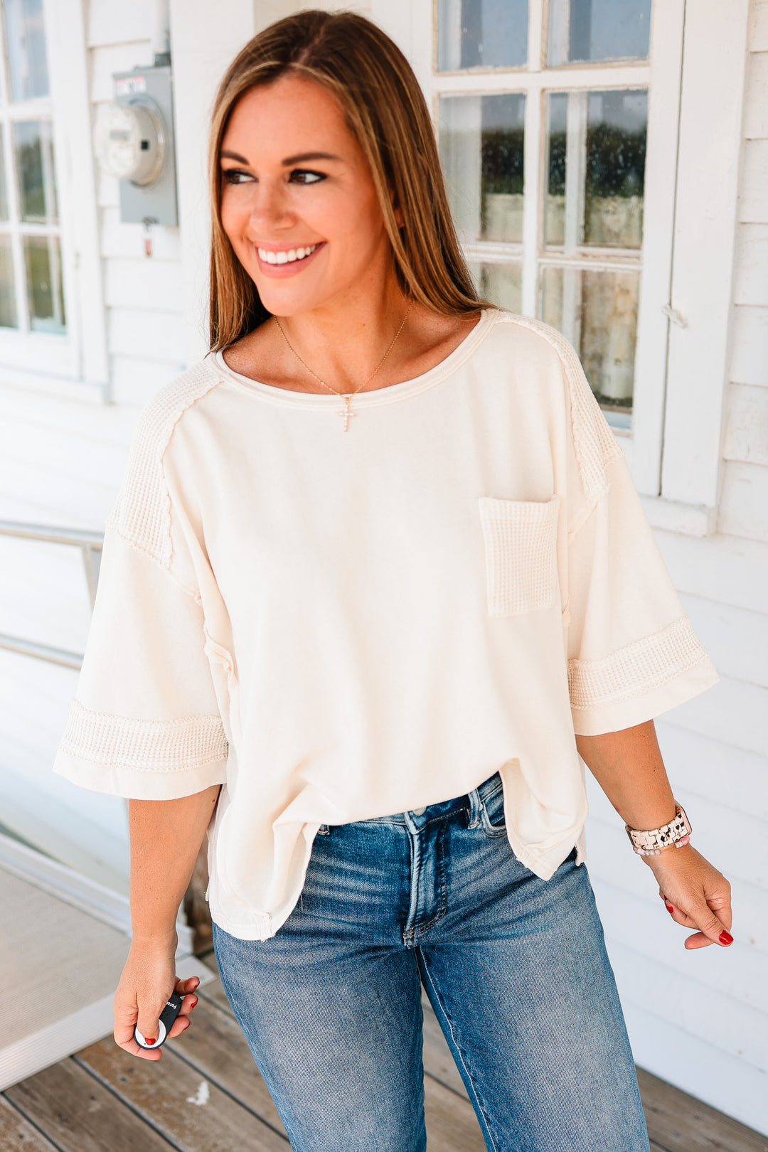 Solana Waffle Mixed Washed Top