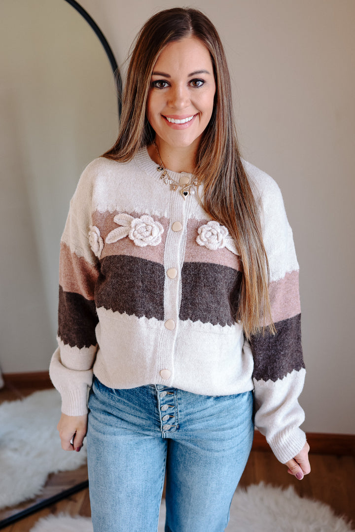 Rosette Colorblock Cardigan