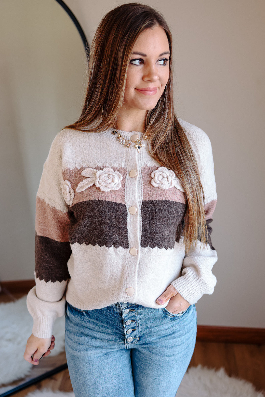 Rosette Colorblock Cardigan