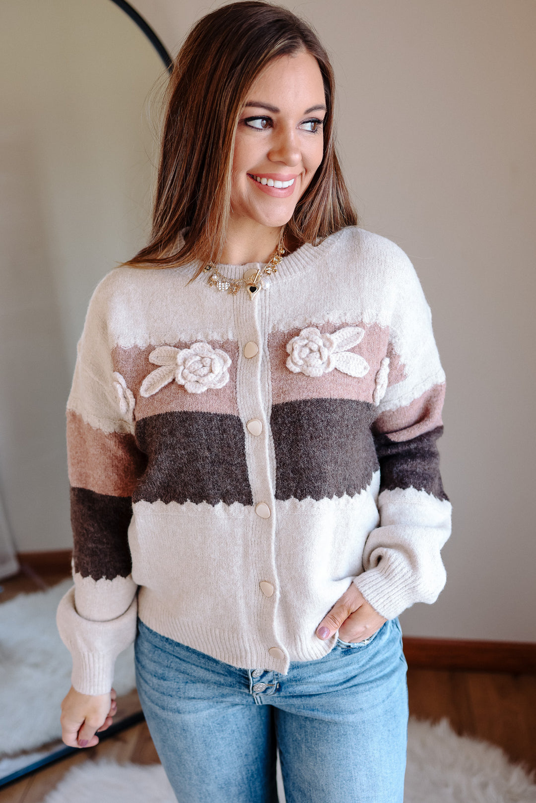 Rosette Colorblock Cardigan