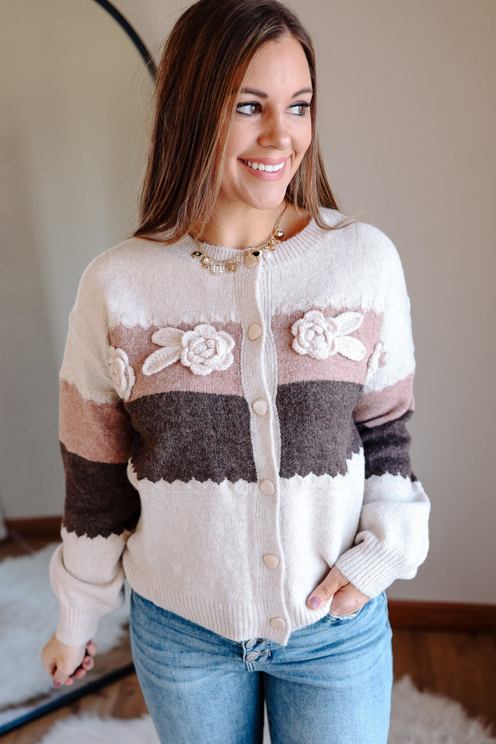 Rosette Colorblock Cardigan
