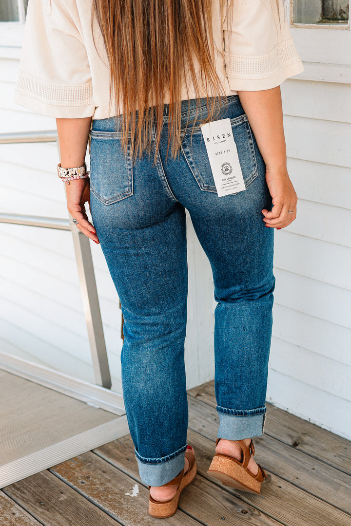 RISEN: Rio Tummy Control Crop Straight Jeans - Dark