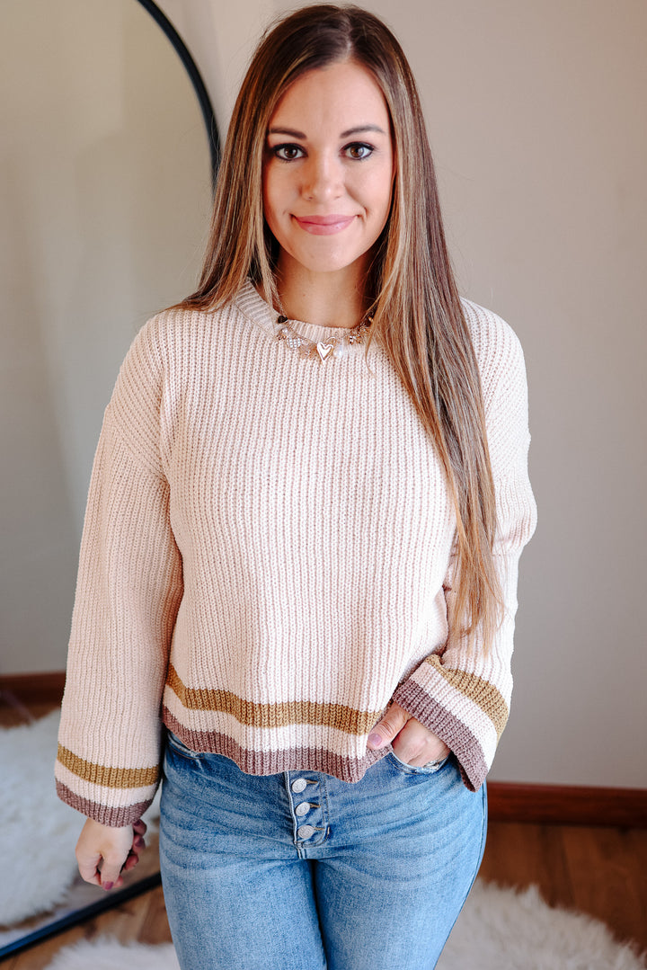 Corina Chenille Crop Sweater - Ecru
