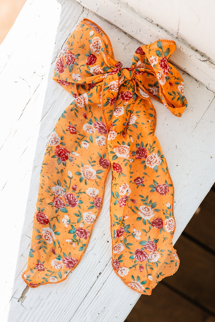 Honey Floral Ribbon Hair Clip