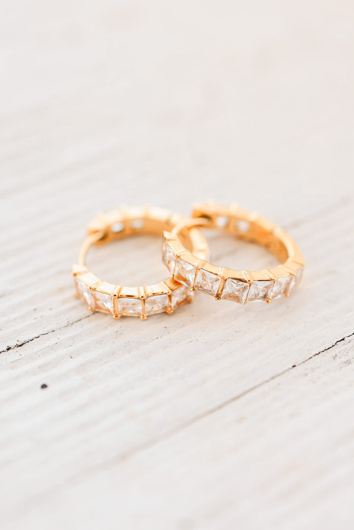 Marlo Square CZ Hoop Earrings