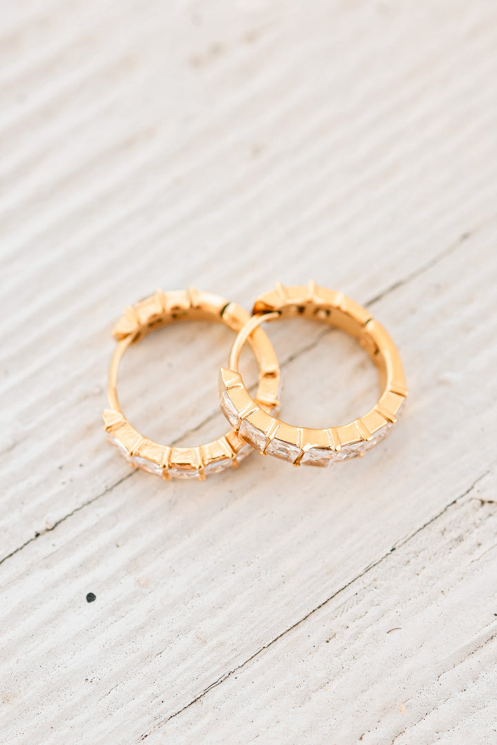 Marlo Square CZ Hoop Earrings