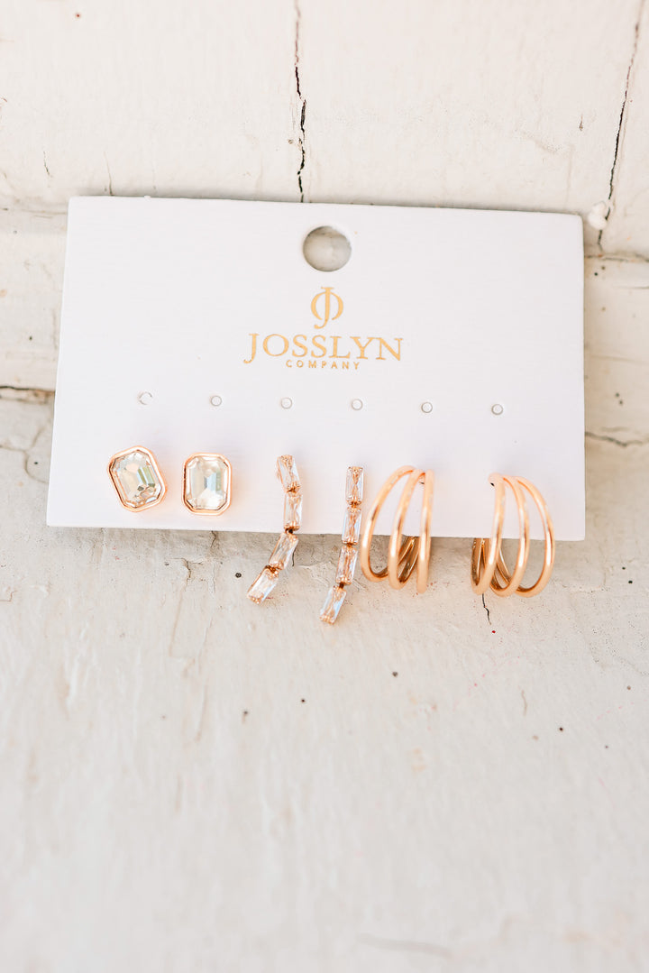 Emerald-Cut Crystal Baguette Linear & Hoop Huggies