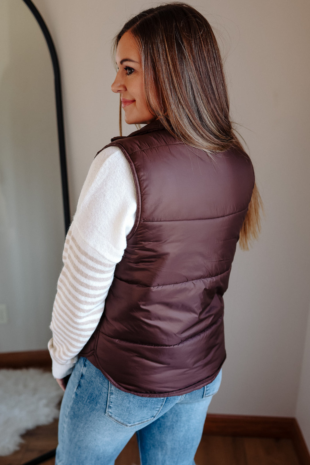 Lennox Zip Up Puffer Vest - Brown