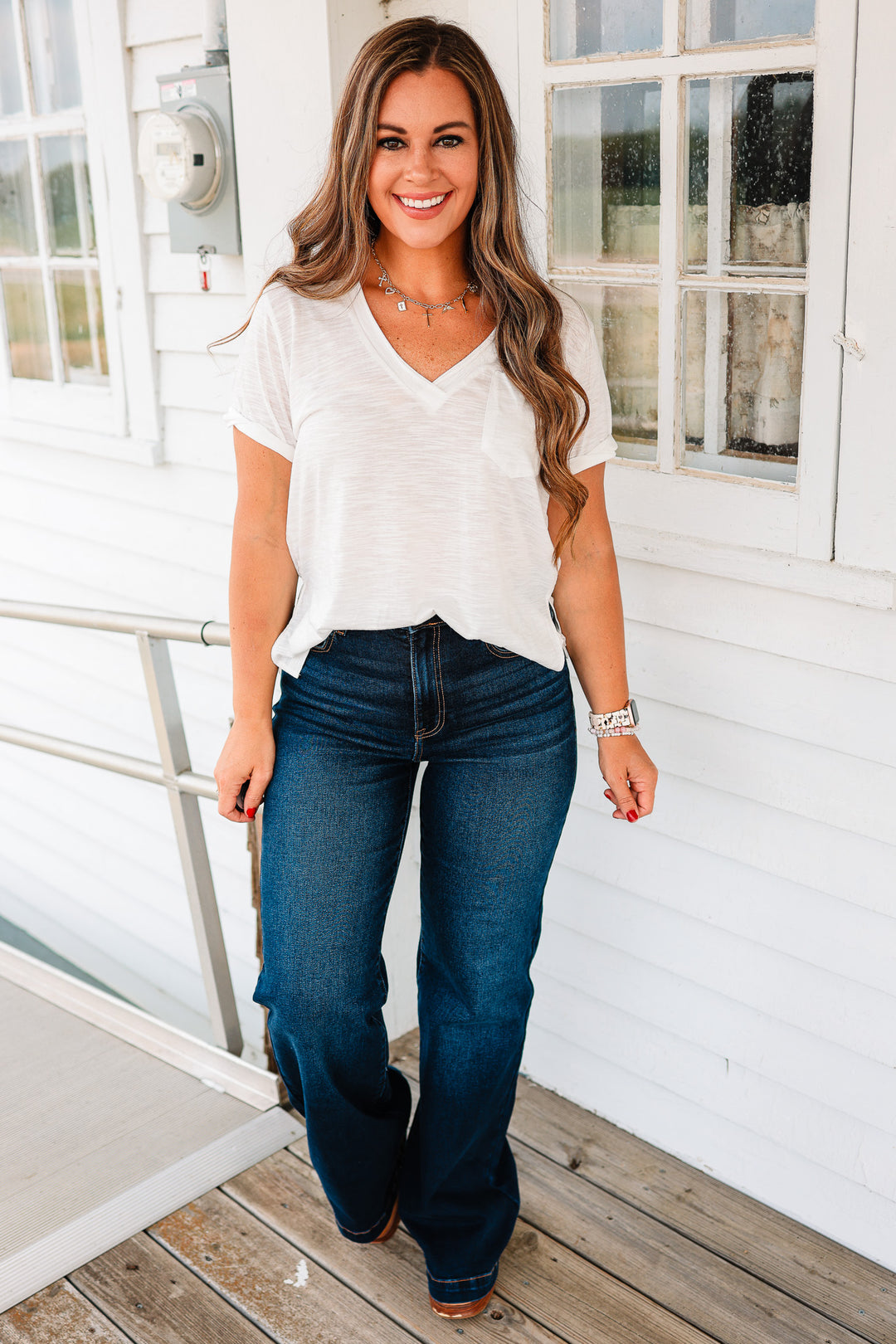 Zoie V-Neck Top - White
