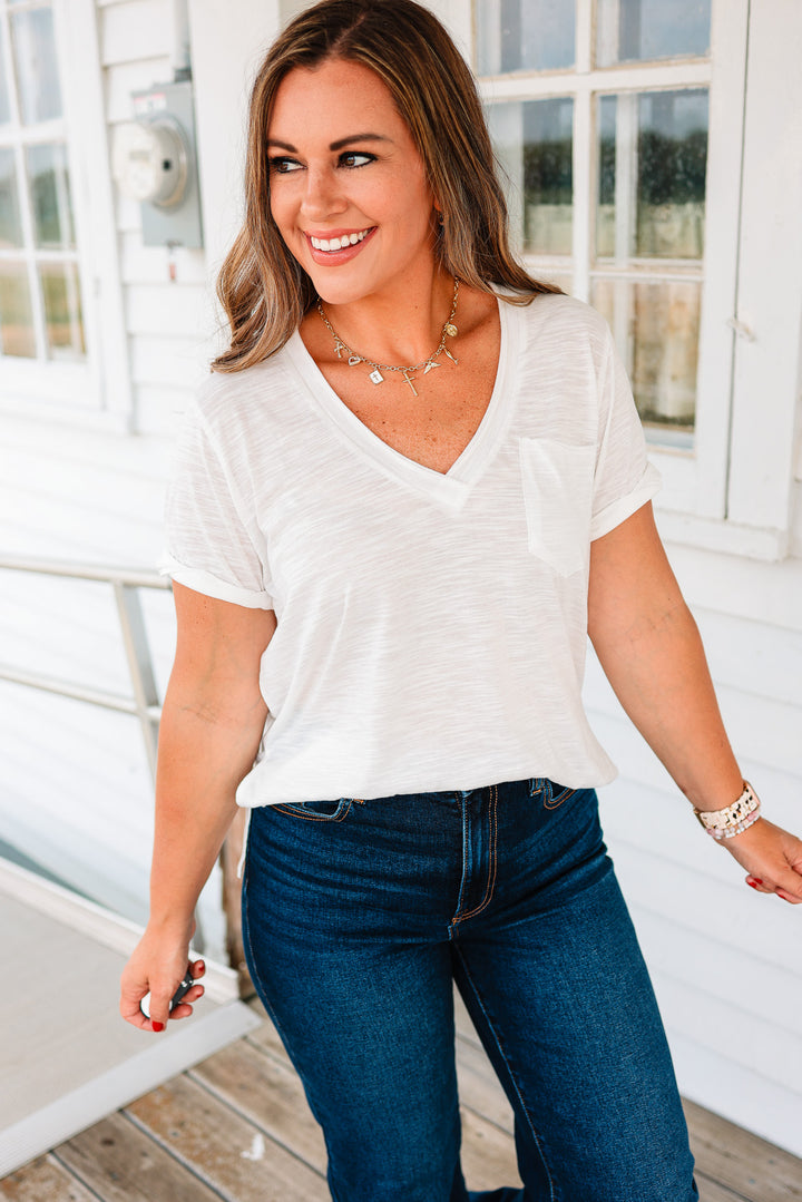 Zoie V-Neck Top - White